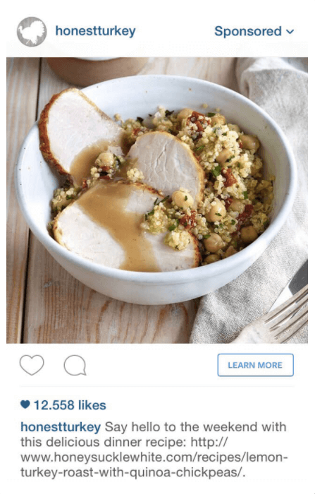 Example of running an Instagram ad through a sponsored post