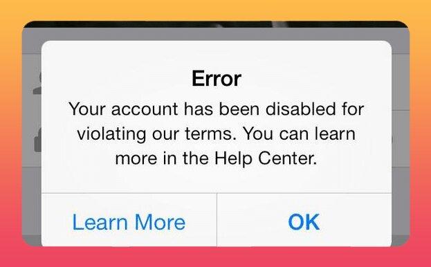 disabled account message