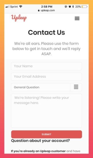 upleap contact page