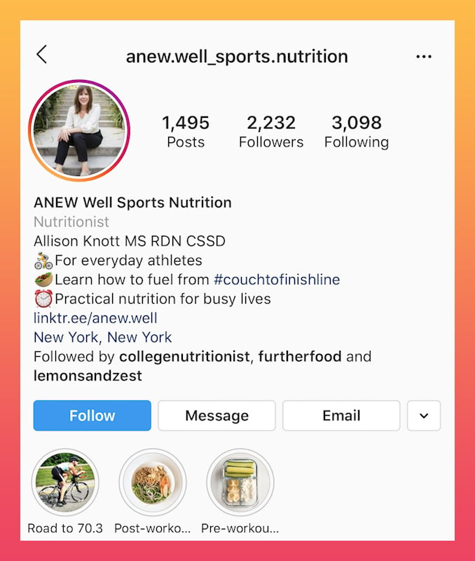 example of a sports nutrition bio