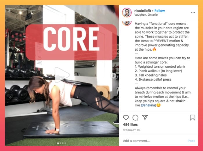 information Instagram fitness content