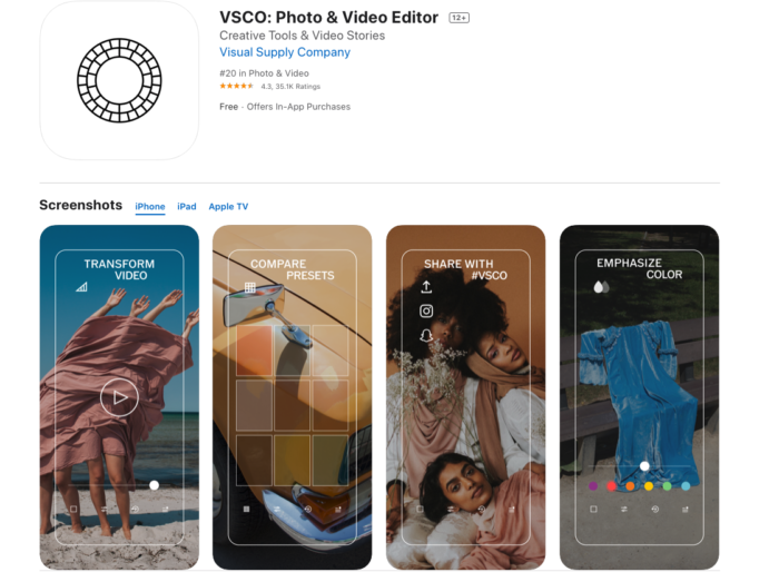 Instagram tools - VSCO