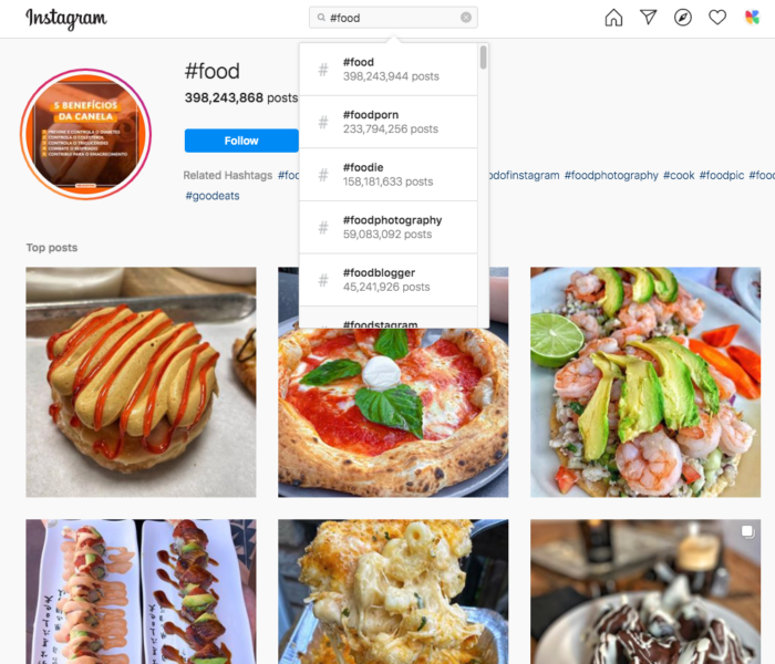 Instagram food hashtag