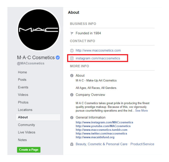 mac instagram promotion through facebook