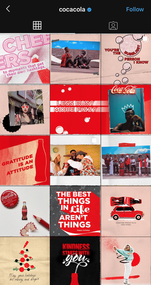 marketing with instagram: coca cola's cohesive profile