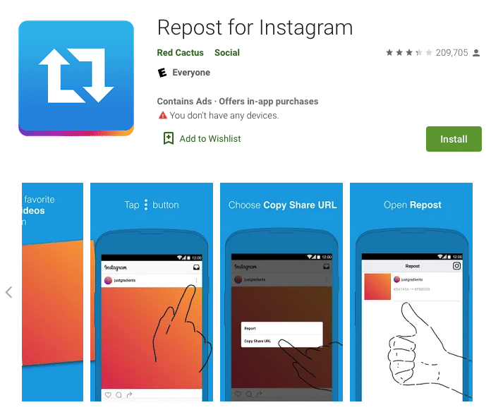 Repost for Instagram on app store