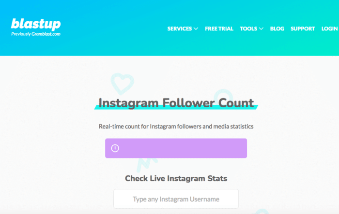 Blastup Instagram live statistics tool