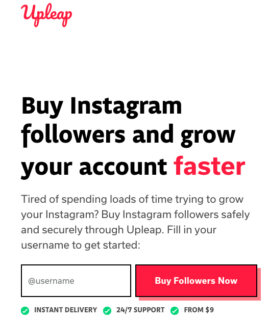 Upleap socialfollow link to pricing