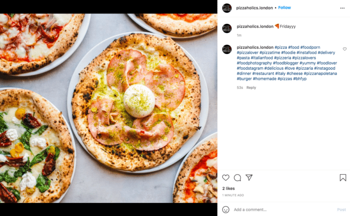 one-word caption on Instagram for food