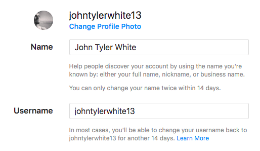 changing username on instagram