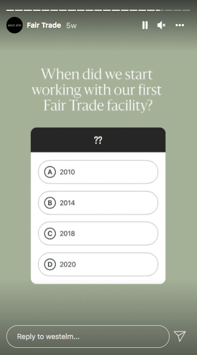 west elm poll question on Instagram stories