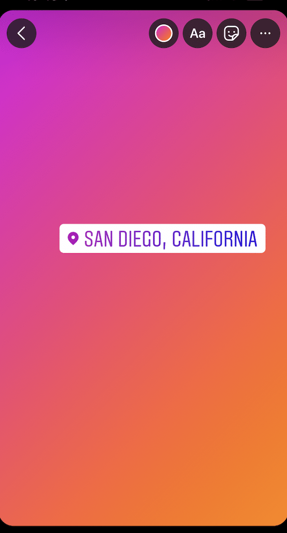 how the location sticker will appear on your Stories