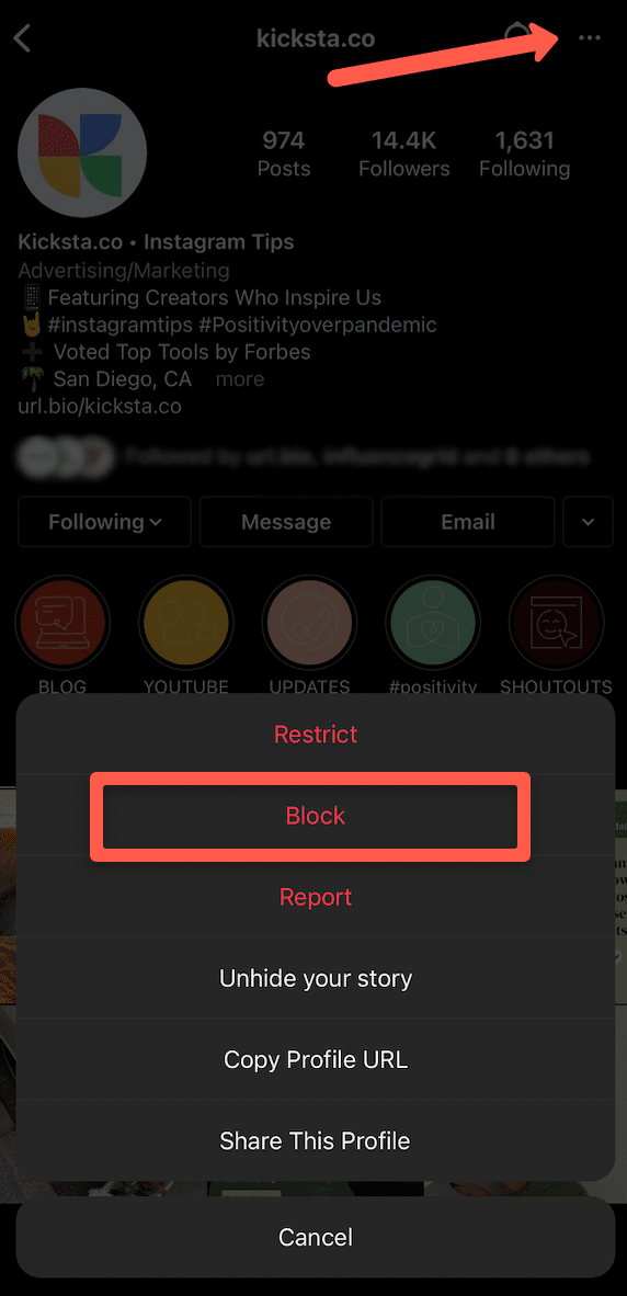 how to block someone on Instagram: step 1