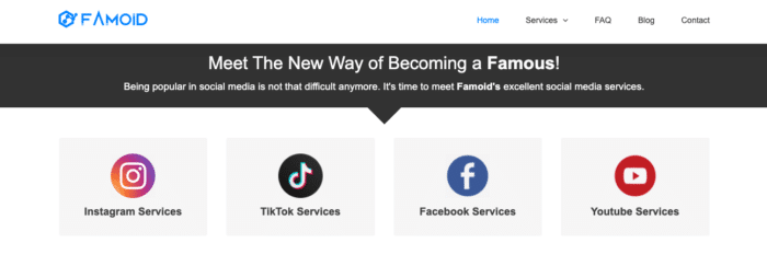 Famoid homepage to buy instagram followers