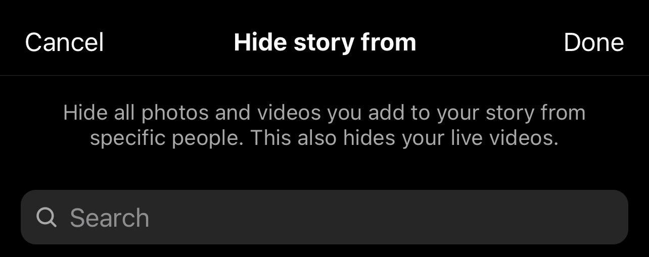 Hide your story and posts from specific people