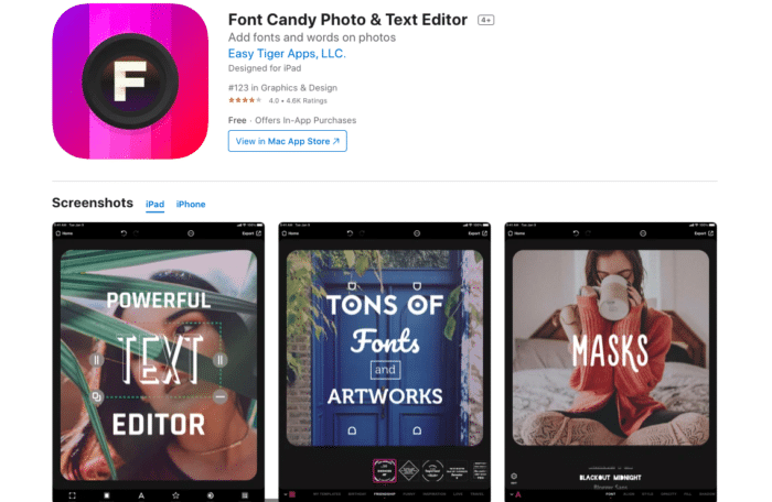 Font Candy photo editor app 