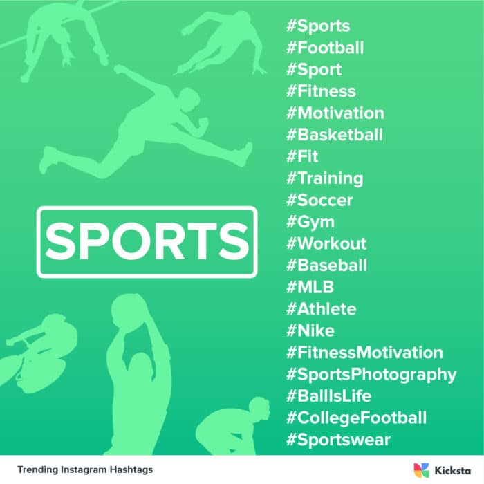 sports Instagram hashtags chart 