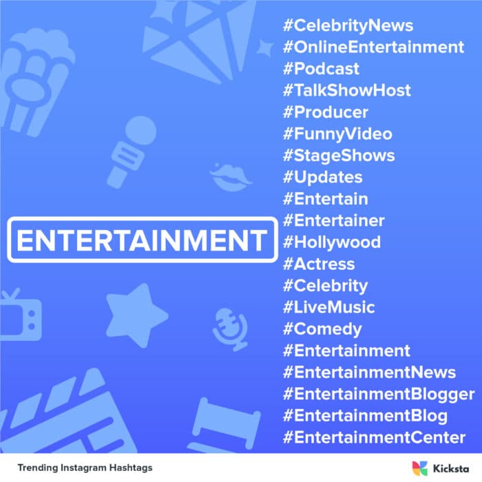 entertainment Instagram hashtags chart 