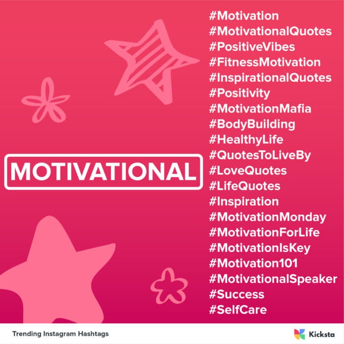 motivational hashtags chart 