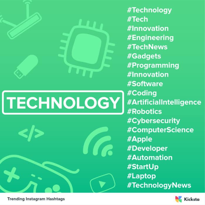 technology hashtags chart 