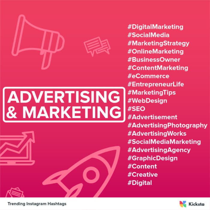 advertising and marketing trending hashtags chart 