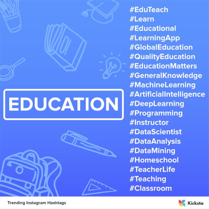 education hashtags chart 