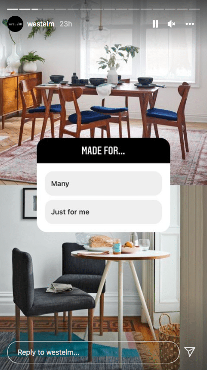 Instagram poll with west elm 