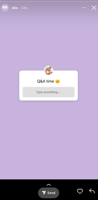 Q&A time instagram screenshot