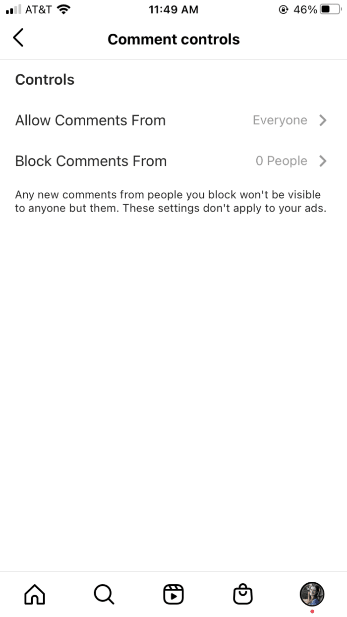 comment controls for Instagram