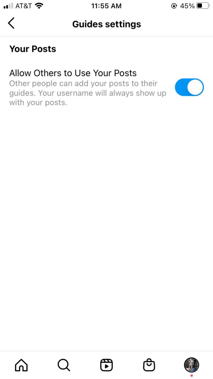 instagram guide settings