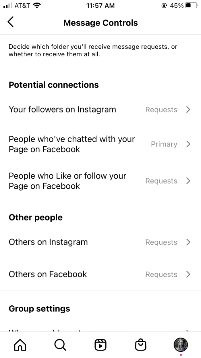 instagram message controls