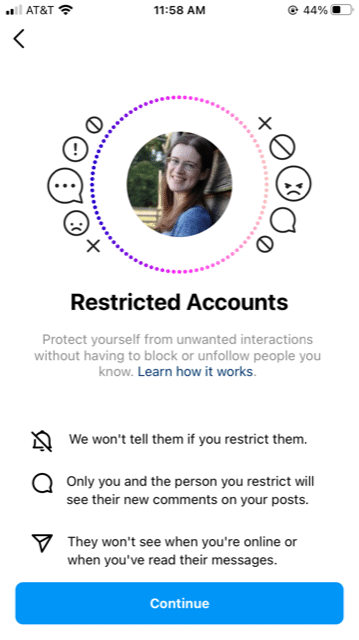 restricted accounts screenshot for instagram