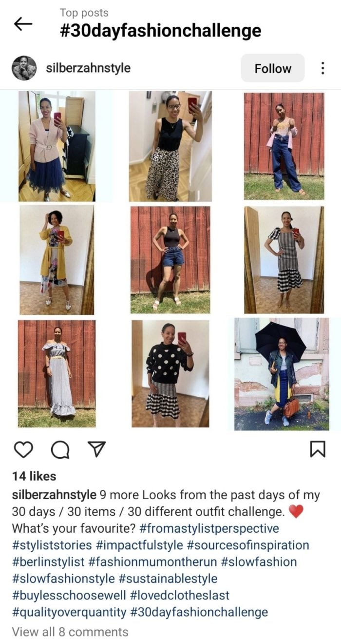 instagram screenshot 30 day fashion challenge