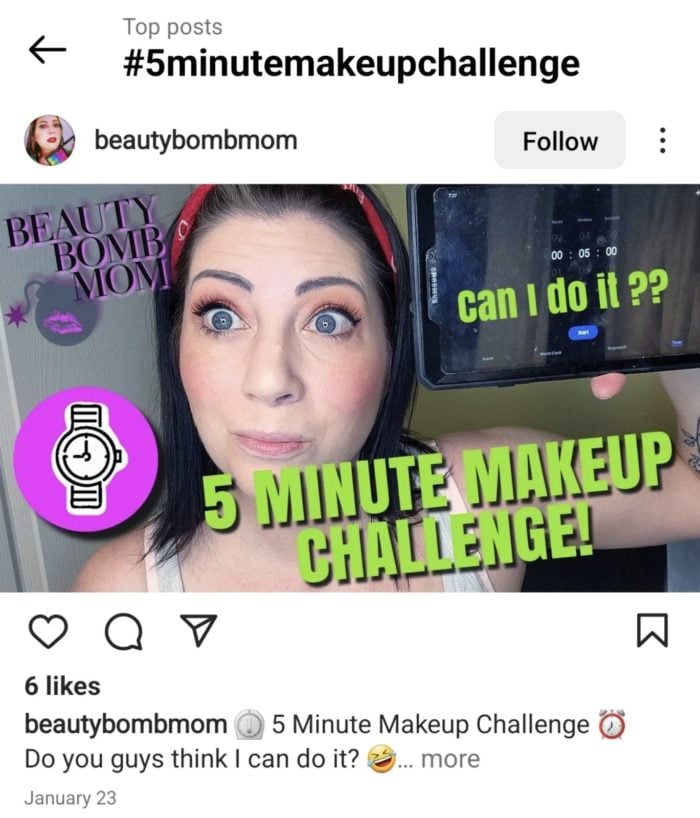 instagram screenshot 5 minute make up challenge