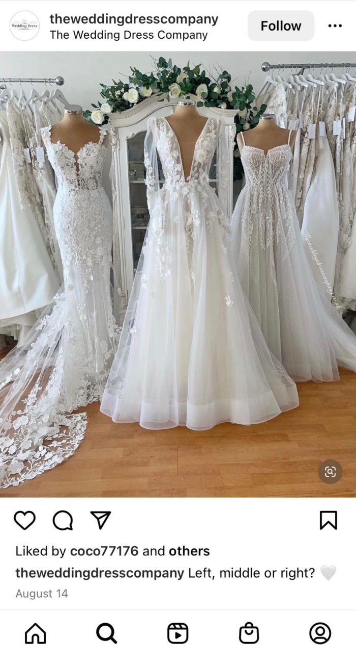 wedding dress company poll post on instagram
