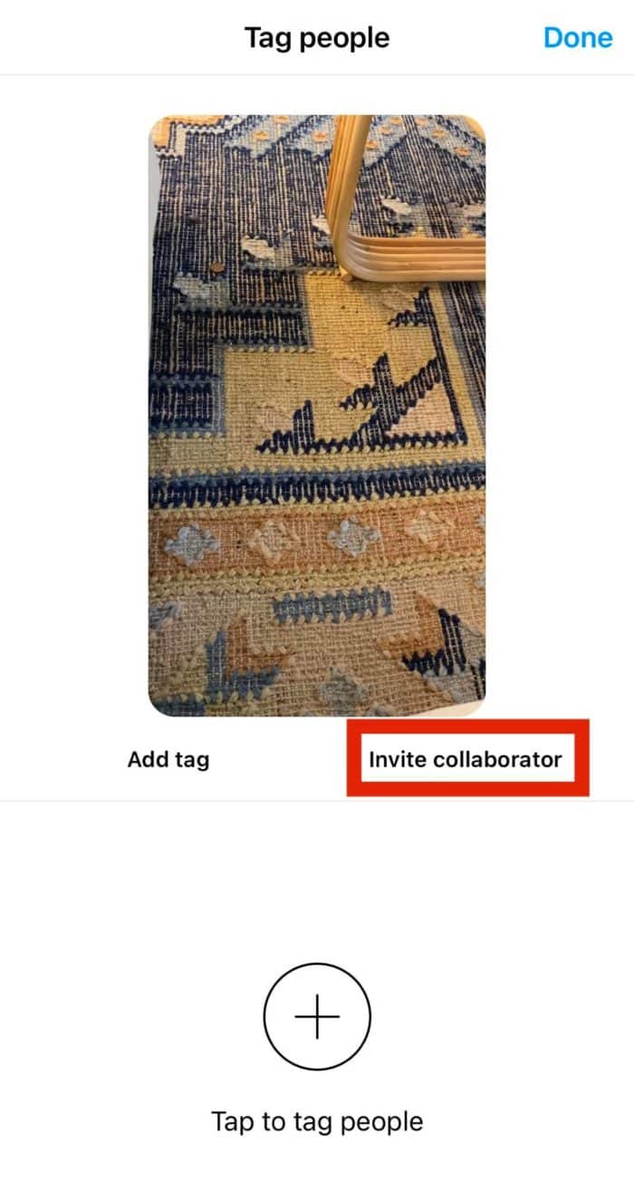 screenshot showing how to invite a collaborator when posting an ig reel
