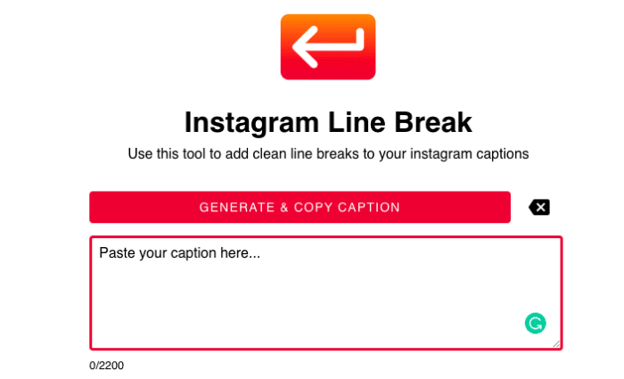 screenshot of line break app