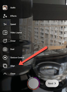 align feature on ig reels