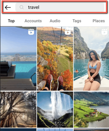 how to search for ig reels