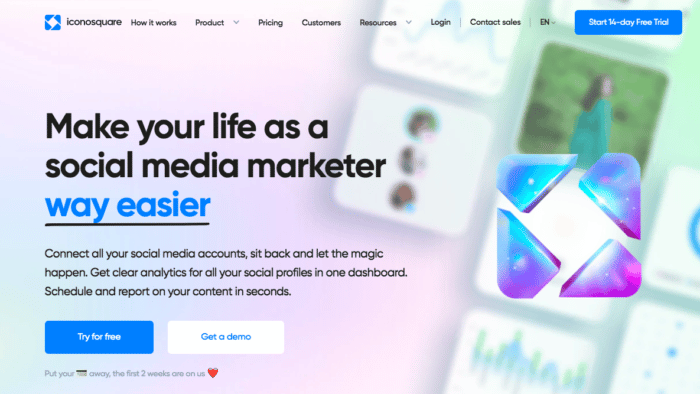 Iconosquare social media analytics screenshot home page