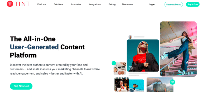 Tint user-generated platform home page
