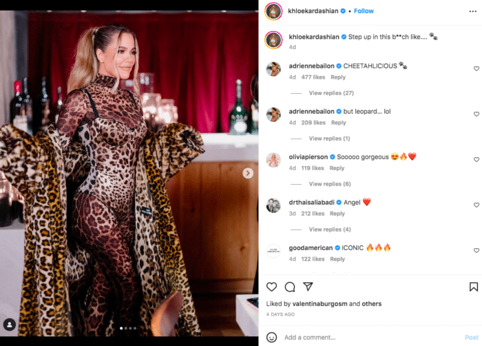 Photo of Khloe Kardashian in leopard print outfit