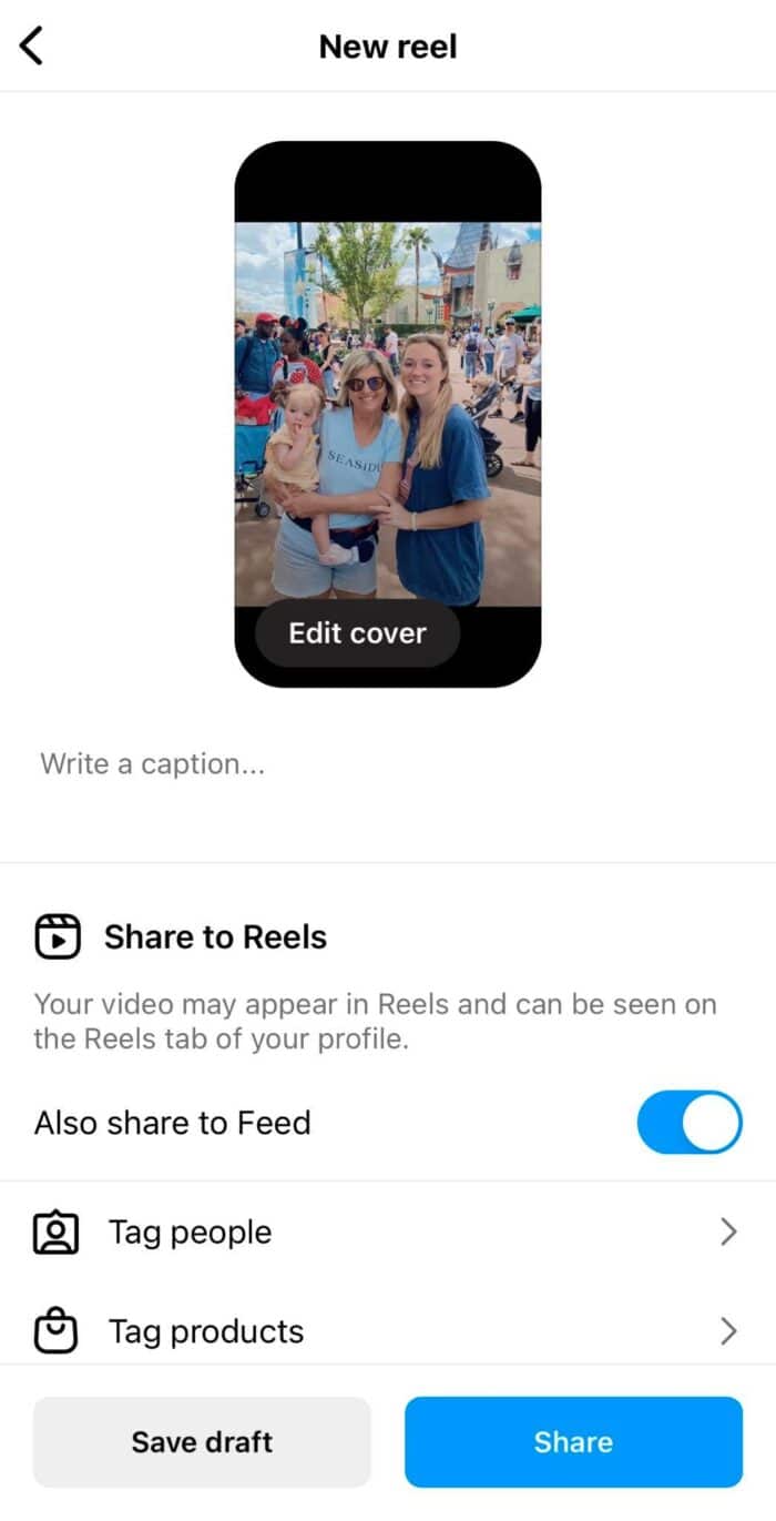 photo of instagram reel editing option