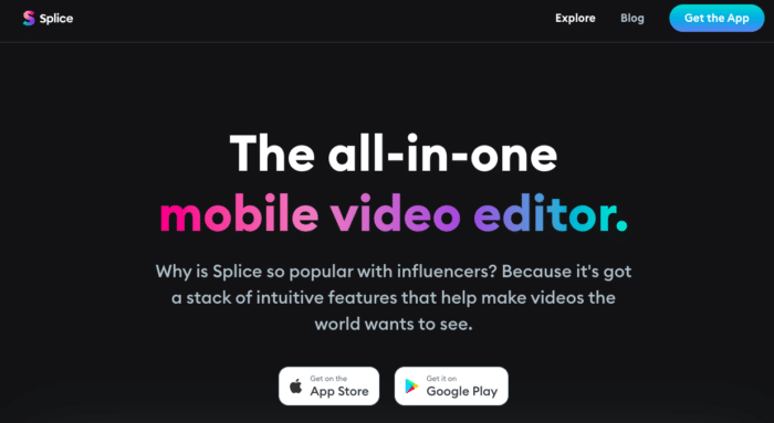 mobile app video editor screenshot of Splice
