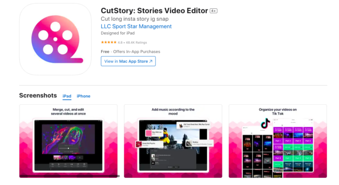 cut story video editor screenshot