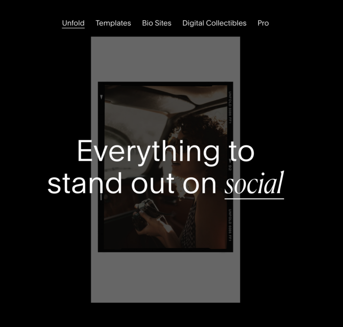 screenshot of unfold's homepage
