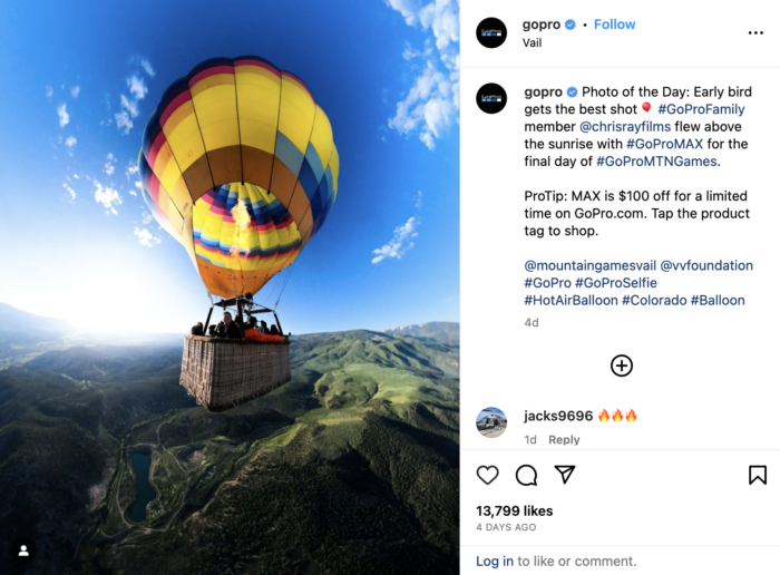 user-generated content on instagram example by gopro