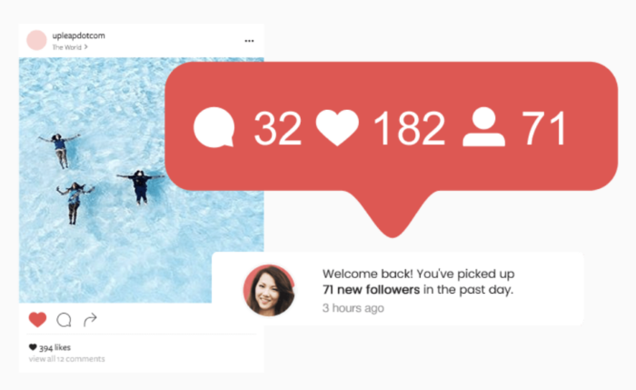upleap screenshot of follower growth