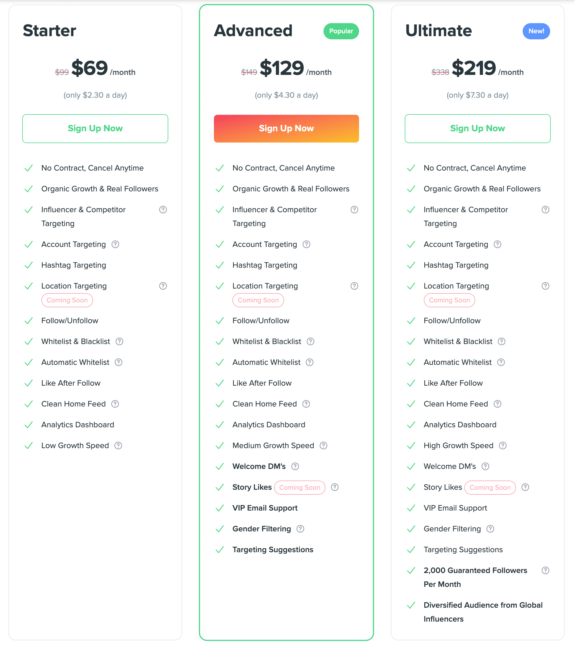 Kicksta Pricing