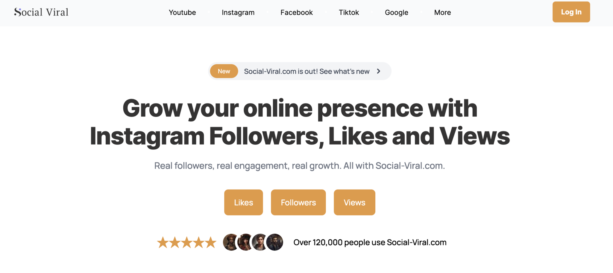social viral screenshot of home page
